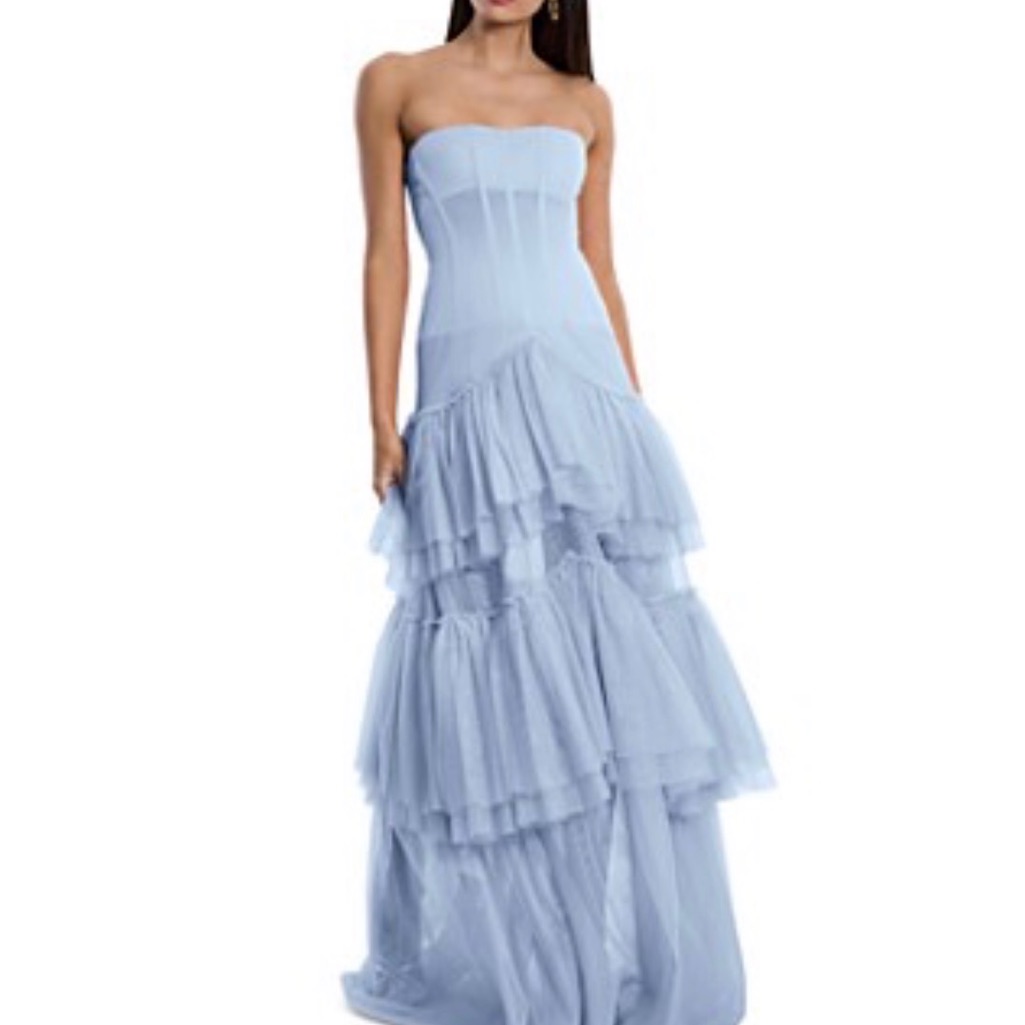 Bcbg Strapless Corset Gown In Cloud